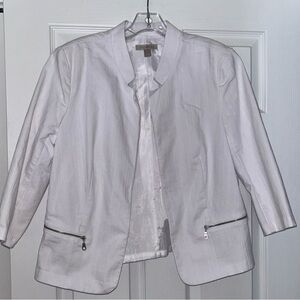 White Roz & Eli Women's Jacket Blazer 3/4 sleeves Large
